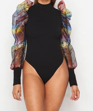 Load image into Gallery viewer, Marie Snake Print Puff Sleeve Bodysuit
